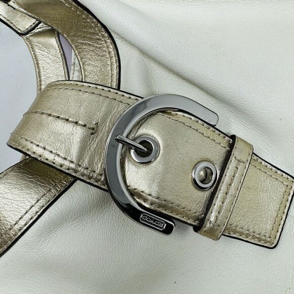 COACH Soho Buckle Gold Bone White Leather Hobo Shoulder Handbag - Picture 6 of 10